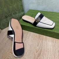 Gucci Women GG Slipper Double G White Leather Matelassé Chevron Insert (2)