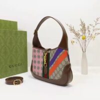 Gucci Women Jackie 1961 Small Shoulder Bag Beige Ebony GG Supreme Canvas (4)