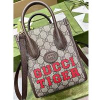 Gucci Unisex Tiger GG Mini Tote Bag Beige Ebony GG Supreme Canvas