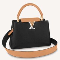 Louis Vuitton LV Unisex Capucines MM Handbag Black Gold Arizona Taurillon Cowhide (4)