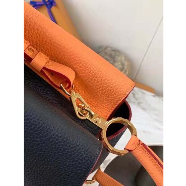Louis Vuitton LV Unisex Capucines MM Handbag Black Gold Arizona Taurillon Cowhide (5)