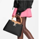 Louis Vuitton LV Women Capucines MM Handbag Black Gold Arizona Taurillon Cowhide – Bild 12