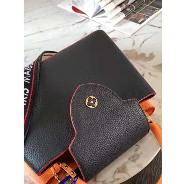 Louis Vuitton LV Unisex Capucines MM Handbag Black Gold Arizona Taurillon Cowhide (9)