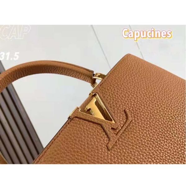 Louis Vuitton LV Unisex Capucines MM Handbag Gold Arizona Taurillon Cowhide (1)