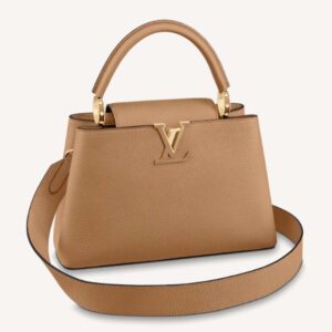 Louis Vuitton LV Unisex Capucines MM Handbag Gold Arizona Taurillon Cowhide