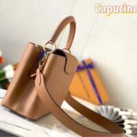 Louis Vuitton LV Unisex Capucines MM Handbag Gold Arizona Taurillon Cowhide (10)