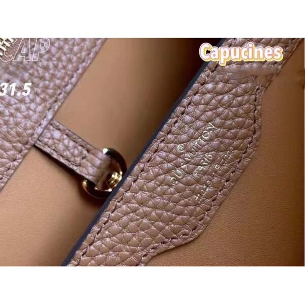 Louis Vuitton LV Unisex Capucines MM Handbag Gold Arizona Taurillon Cowhide (5)