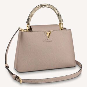 Louis Vuitton LV Unisex Capucines MM Handbag Grey Taurillon Cowhide