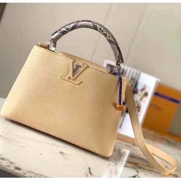 Louis Vuitton LV Unisex Capucines MM Handbag Grey Taurillon Cowhide (12)