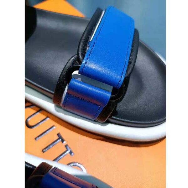 Louis Vuitton Unisex Pool Pillow Flat Comfort Sandal Blue Calf Leather (2)