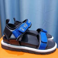 Louis Vuitton Unisex Pool Pillow Flat Comfort Sandal Blue Calf Leather (8)