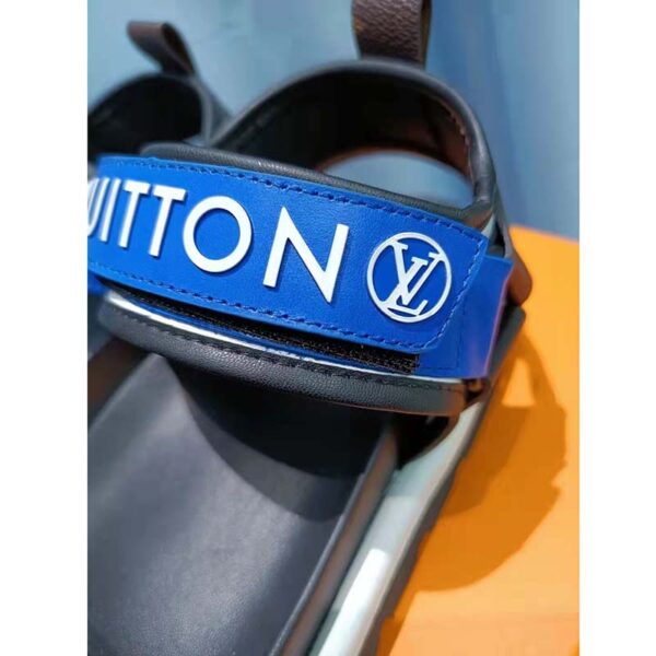 Louis Vuitton Unisex Pool Pillow Flat Comfort Sandal Blue Calf Leather (6)