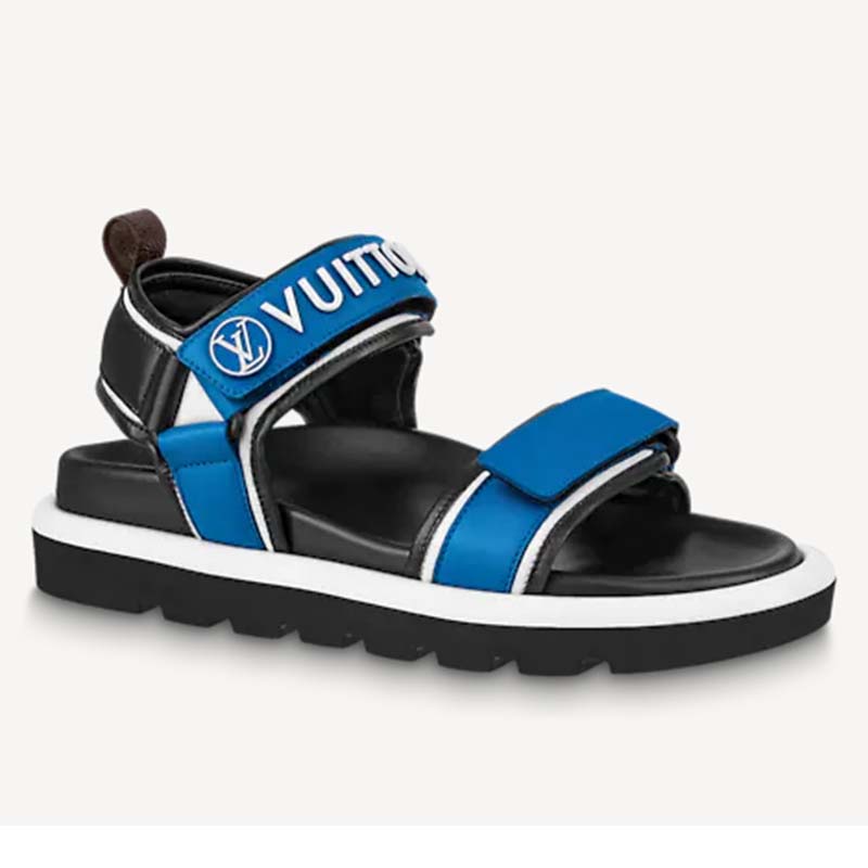 Leather sandals Louis Vuitton Blue size 44 EU in Leather - 35315769