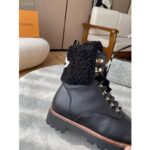 Louis Vuitton Unisex Territory Flat Ranger Black Calf Leather Shearling Initials Monogram Flower - Image 4