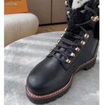 Louis Vuitton Unisex Territory Flat Ranger Black Calf Leather Shearling Initials Monogram Flower - Image 9