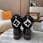 Louis Vuitton Unisex Territory Flat Ranger Black Calf Leather Shearling Initials Monogram Flower - Image 7