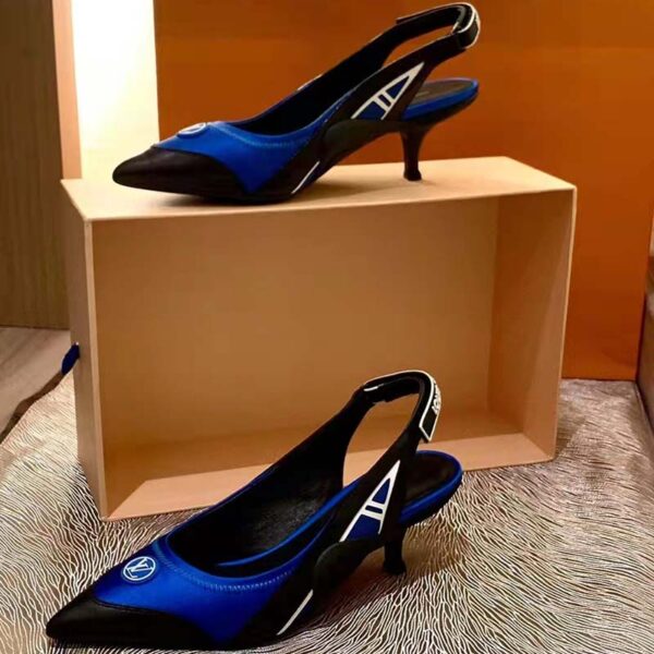 Louis Vuitton Women Archlight Slingback Pump Blue Technical Satin Calf Leather (3)