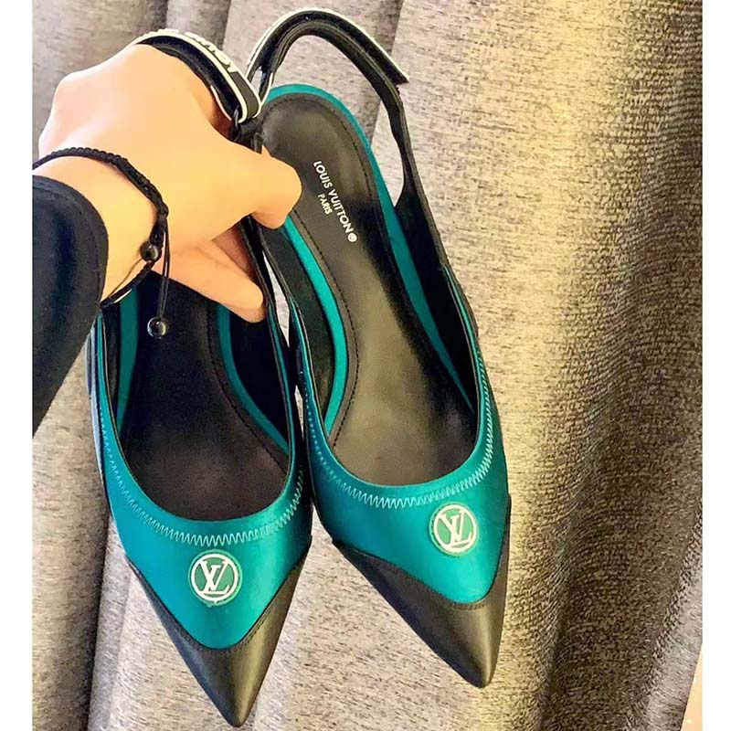 Louis Vuitton Women Archlight Slingback Pump Green Technical Satin Calf Leather