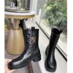 Louis Vuitton Women Downtown Ankle Boot Black Embossed Calf Leather 3 cm Heel – Bild 4