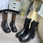 Louis Vuitton Women Downtown Ankle Boot Black Embossed Calf Leather 3 cm Heel – Bild 6