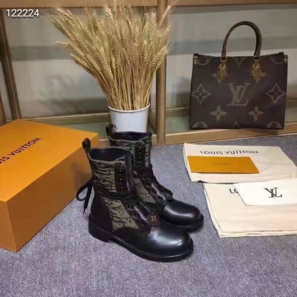 Louis Vuitton Women Laureate Platform Desert Boot Embroidered Nylon Suede Calf Leather (3)
