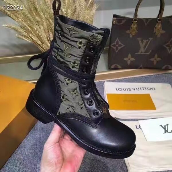 Louis Vuitton Women Laureate Platform Desert Boot Embroidered Nylon Suede Calf Leather (5)