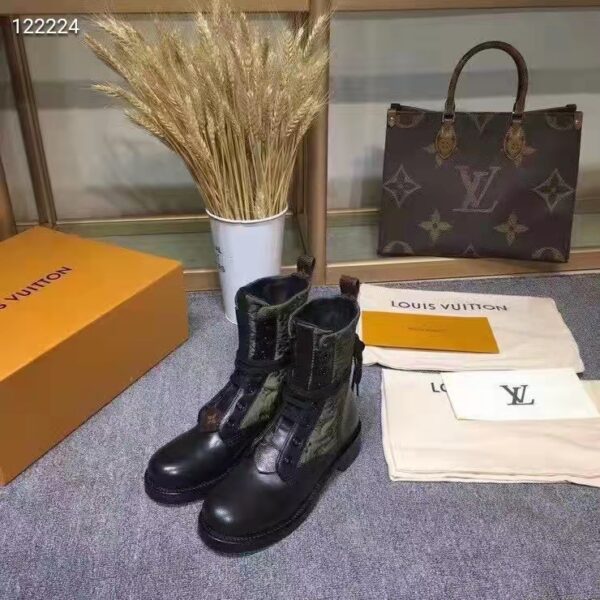 Louis Vuitton Women Laureate Platform Desert Boot Embroidered Nylon Suede Calf Leather (8)