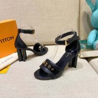 Louis Vuitton Women Podium Platform Sandal Black Calf Leather Glazed 11.5 cm Heel (1)