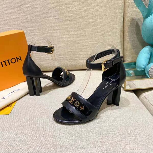 Louis Vuitton Women Podium Platform Sandal Black Calf Leather Glazed 11.5 cm Heel (3)