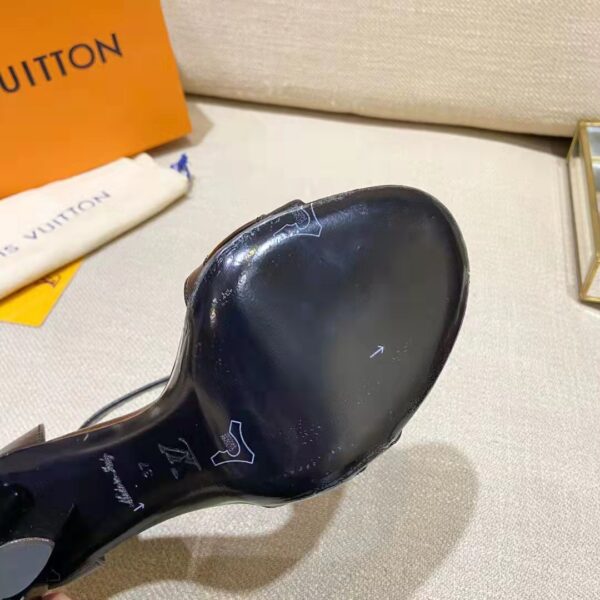 Louis Vuitton Women Podium Platform Sandal Black Calf Leather Glazed 11.5 cm Heel (5)
