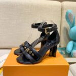 Louis Vuitton Women Podium Platform Sandal Black Calf Leather Glazed 11.5 cm Heel - Image 7