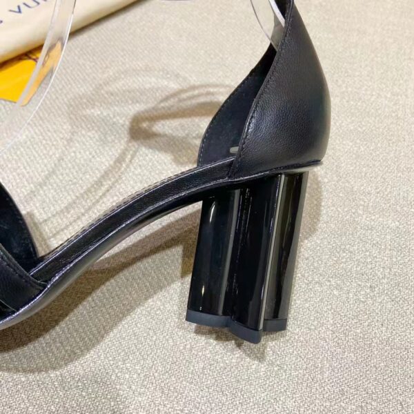 Louis Vuitton Women Podium Platform Sandal Black Calf Leather Glazed 11.5 cm Heel (9)