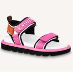 Sandales plates confortables Louis Vuitton pour femme en cuir de veau bleu