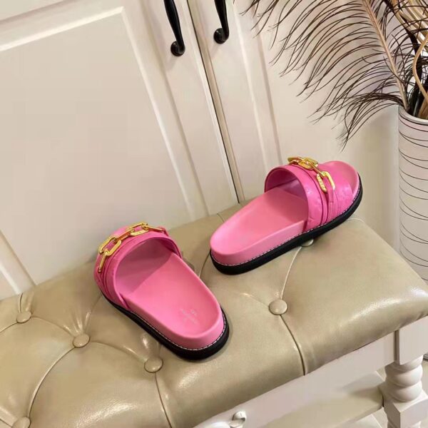 Louis Vuitton Women Sunset Flat Comfort Mule Pink Monogram Embossed Calf Leather (10)
