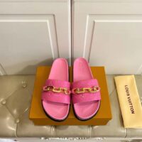 Louis Vuitton Women Sunset Flat Comfort Mule Pink Monogram Embossed Calf Leather (9)