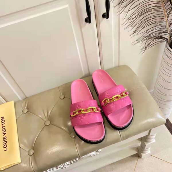 Louis Vuitton Women Sunset Flat Comfort Mule Pink Monogram Embossed Calf Leather (6)