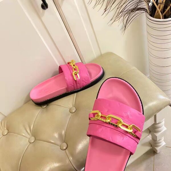 Louis Vuitton Women Sunset Flat Comfort Mule Pink Monogram Embossed Calf Leather (7)