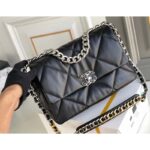 Chanel Women 19 Large Handbag Lambskin Gold Silver-Tone Ruthenium-Finish Metal Black - Image 5