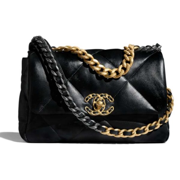 Chanel Women 19 Handbag Lambskin Gold Silver-Tone Ruthenium-Finish Metal Black (3)