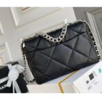 Chanel Women 19 Large Handbag Lambskin Gold Silver-Tone Ruthenium-Finish Metal Black - Image 3