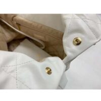 Chanel Women 22 Large Handbag Calfskin Gold-Tone Lacquered Metal White (5)