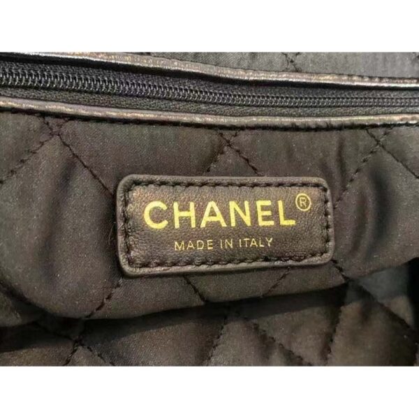 Chanel Women 22 Large Handbag Shiny Calfskin Gold-Tone Metal Black (7)