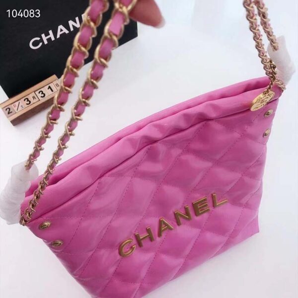 Chanel Women 22 Small Handbag Shiny Calfskin & Gold-Tone Metal Pink (1)