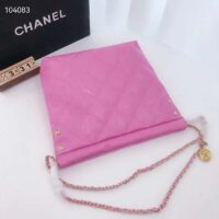 Chanel Women 22 Small Handbag Shiny Calfskin & Gold-Tone Metal Pink (3)