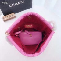 Chanel Women 22 Small Handbag Shiny Calfskin & Gold-Tone Metal Pink (3)