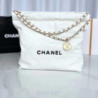 Chanel Women 22 Small Handbag Shiny Calfskin & Gold-Tone Metal Beige (4)