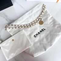 Chanel Women 22 Small Handbag Shiny Calfskin & Gold-Tone Metal Beige (4)
