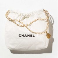 Chanel Women 22 Small Handbag Shiny Calfskin & Gold-Tone Metal Beige (4)
