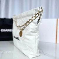 Chanel Women 22 Small Handbag Shiny Calfskin & Gold-Tone Metal Beige (4)