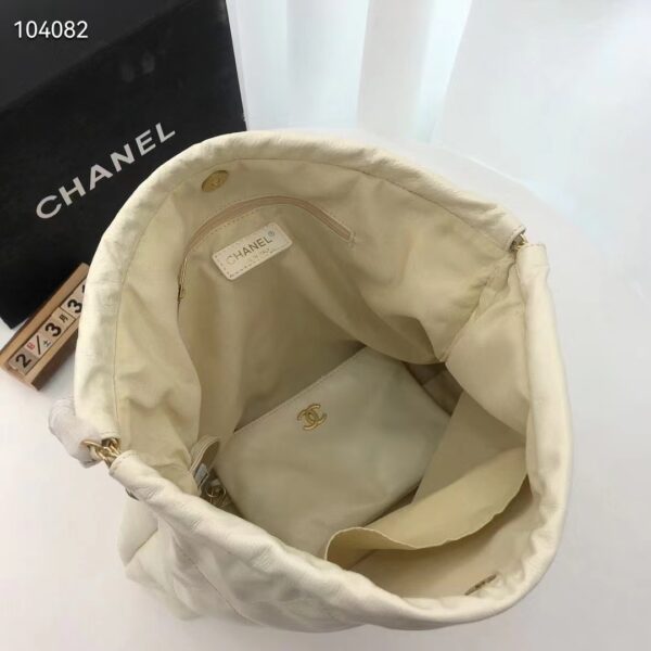 Chanel Women 22 Small Handbag Shiny Calfskin & Gold-Tone Metal Beige (5)